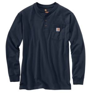 Carhartt 2X Loose Fit Heavyweight Long-Sleeve Pocket Waffle Knit Henley Navy New